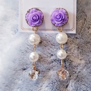 3 for $15 Lavender Rose Dangle Earrings